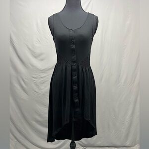mine Black High Low Sleeveless Button-up Dress Small